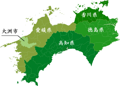 大洲市の位置を示している地図です