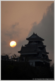 大洲城と夕陽