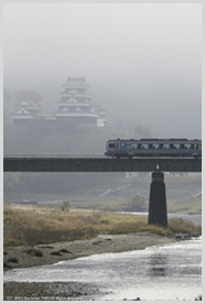 大洲城と列車