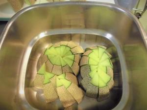 食缶に入っているメロン