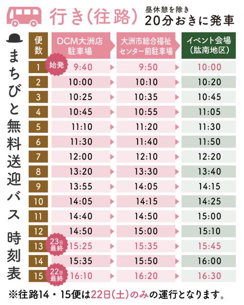 マチビト無料送迎バス　行き（往路）