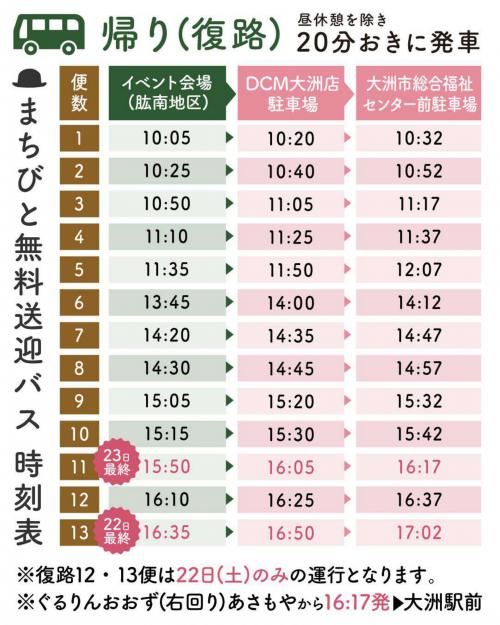 バス時刻表（帰り）