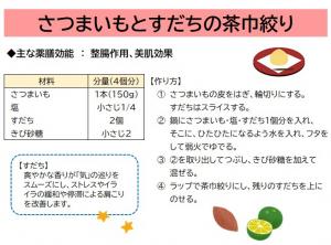 さつまいもとずだちの茶巾しぼり