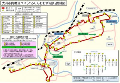市内循環バス(ぐるりんおおず)路線図