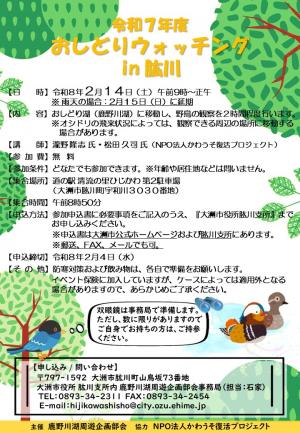 おしどりウォッチングのちらしです